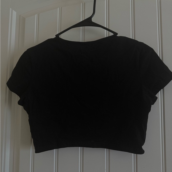 Black Crop Top with Rhinestone Detail - Picture 3 of 3